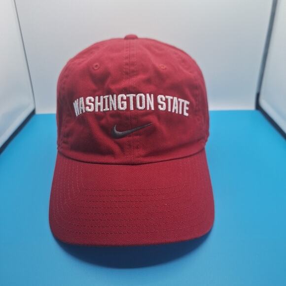 Washington State Nike Dri-Fit Hat Cap Swoosh Red Embroidered Dad Cap Cotton - Picture 1 of 7